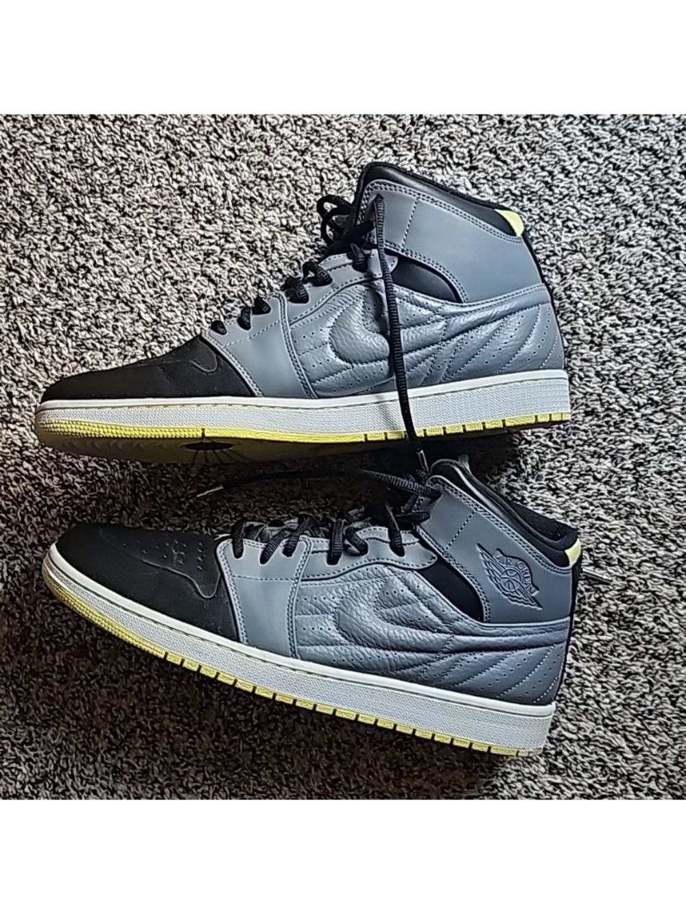 Jordan High-Top Sneakers in Gray, Black and Yellow